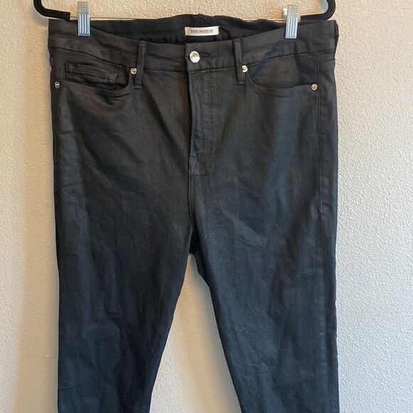 NWOT- GOOD AMERICAN- Good Leg- shiny black- Size 15/33 - Picture 2 of 9